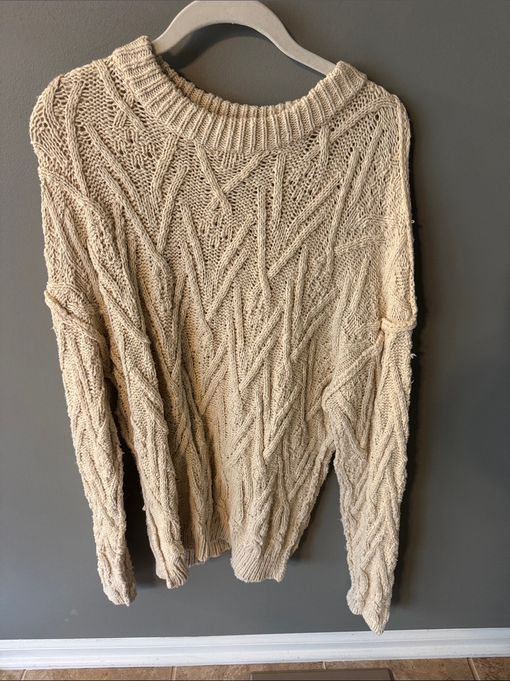 Free People Cozy Cable Knit Women's Sweater in Cream